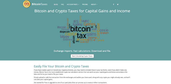 Bitcoin Taxes Platform Screenshot