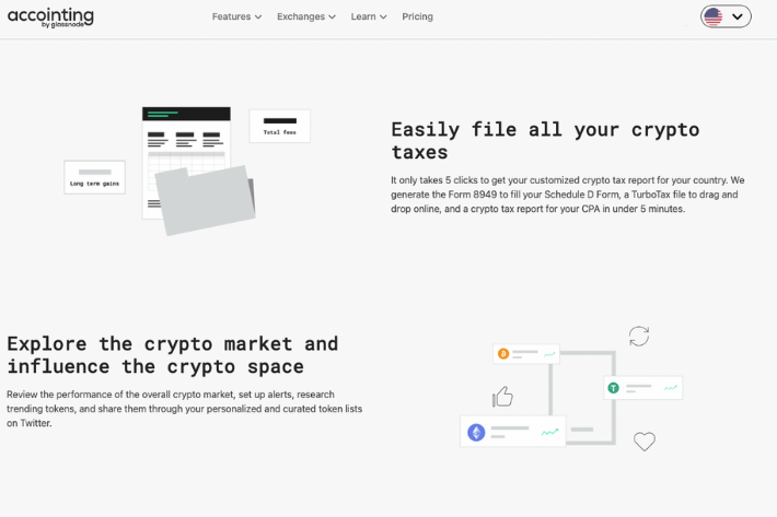 Accointing by Glassnode platform screenshot